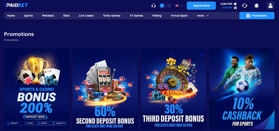 Screenshot of the Paidbet promo page