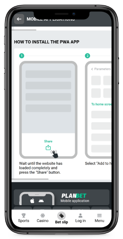 Screenshot of the Planbet app for iOS