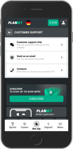 Planbet support page