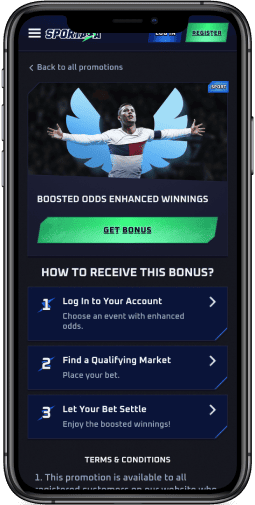 Mobile screenshot of the Sportaza Enhanced Winnings