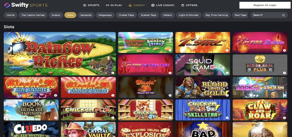 Screenshot of the Swiftysports casino page
