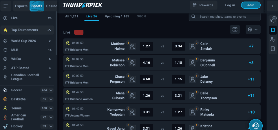 thunderpick live betting