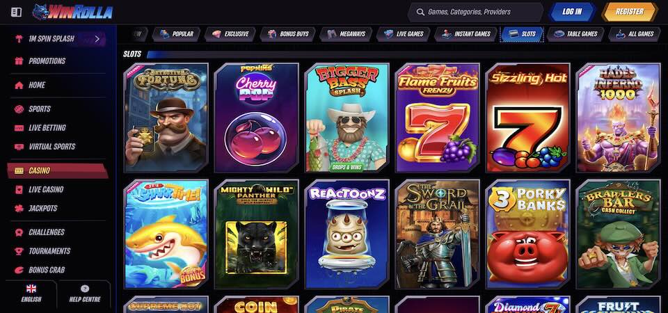 Screenshot of the WinRolla casino page