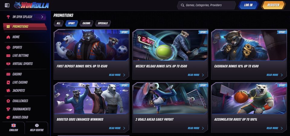 Screenshot of the WinRolla promo page