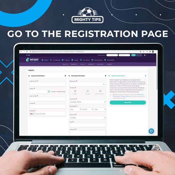 Betzest registration page
