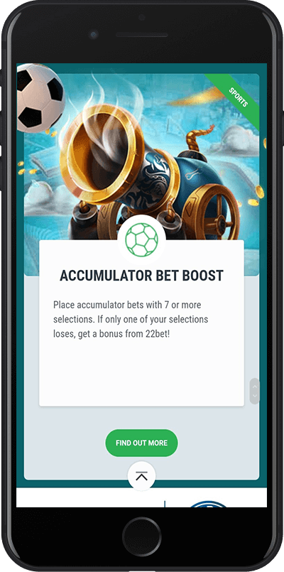 22bet uganda acca boost bonus