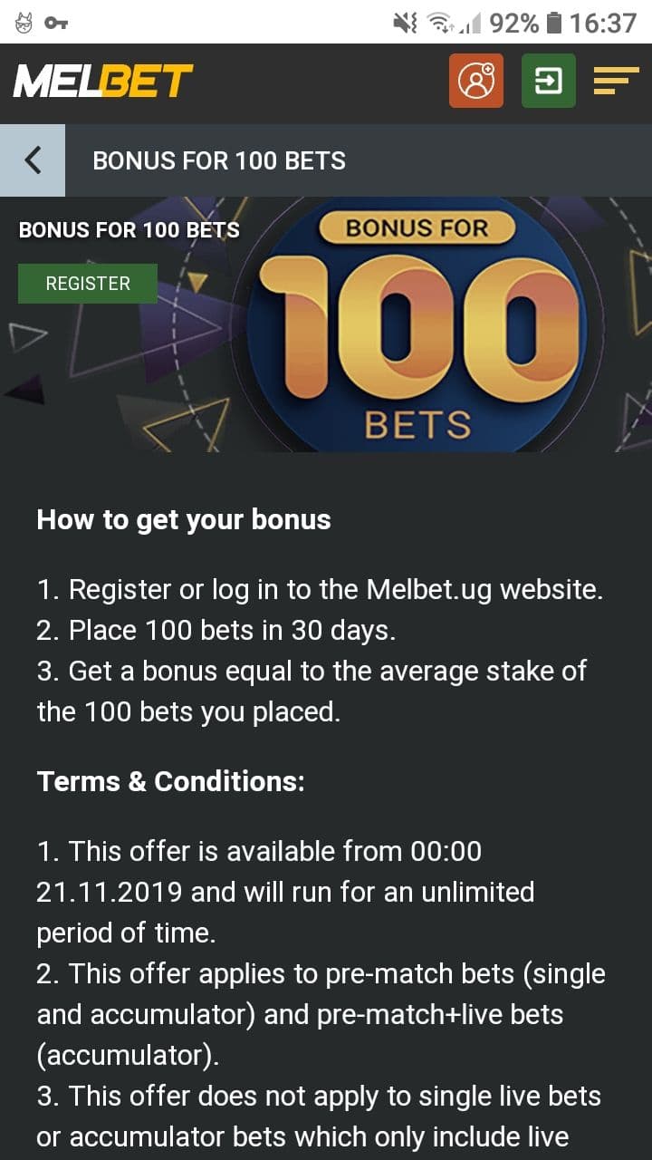 melbet 100 bets bonus