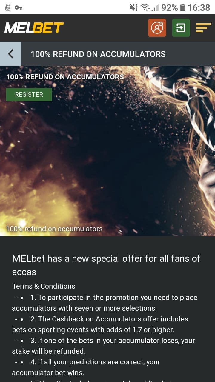 melbet 100% refund on accumulators