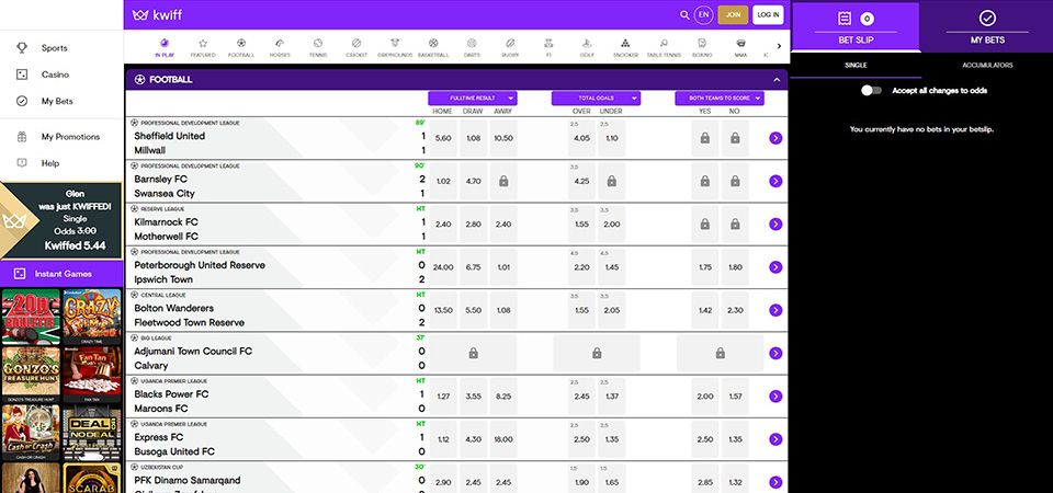 Betkwiff LIVE betting