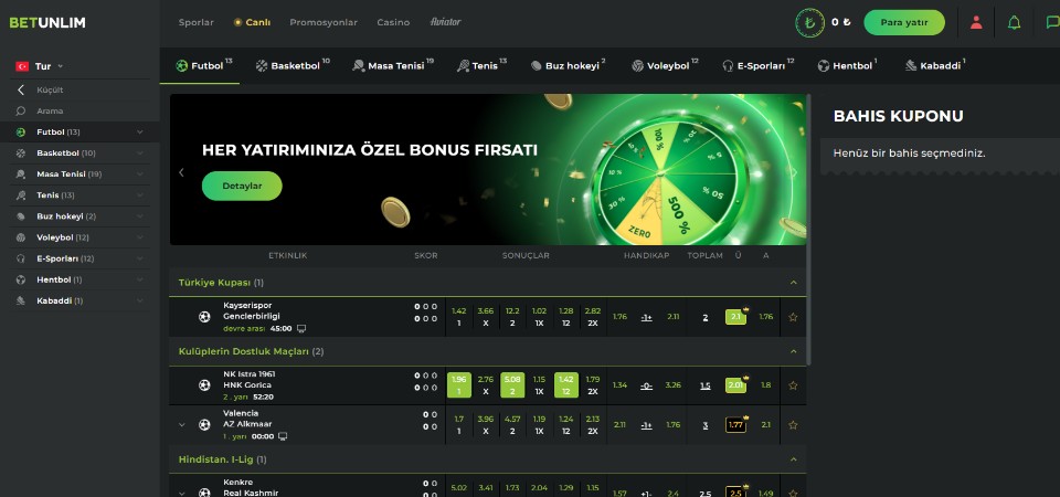 Betunlim live betting
