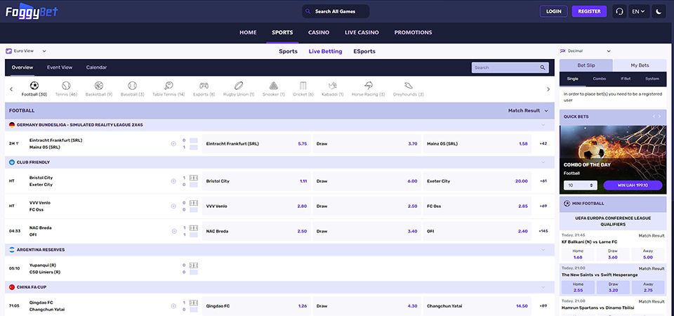 Foggybet LIVE betting