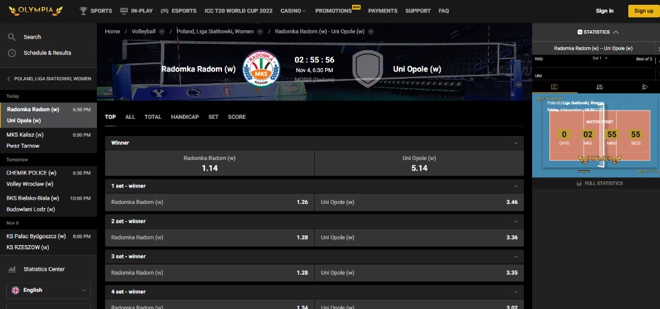 Olympia betting markets