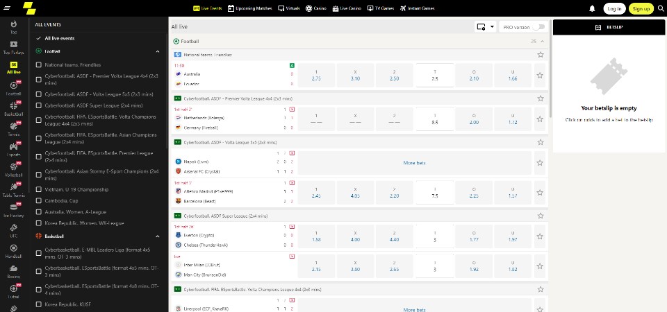 Parimatch live betting