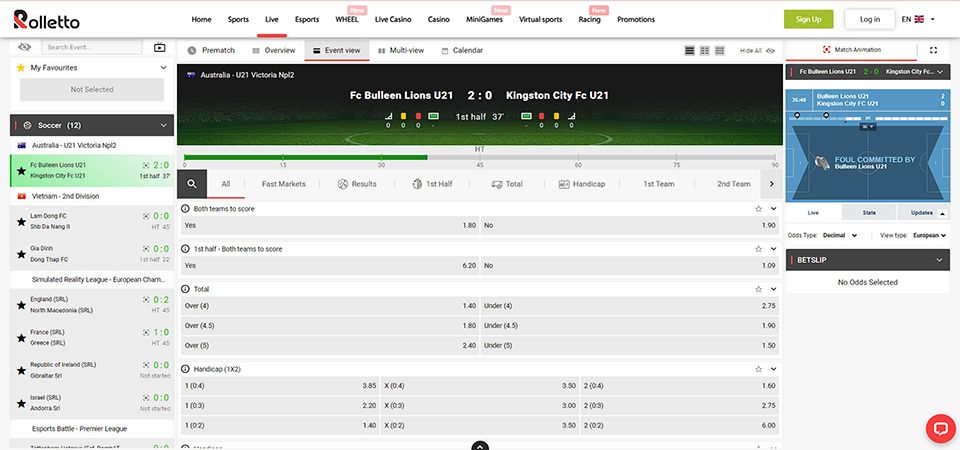 Rolletto LIVE betting