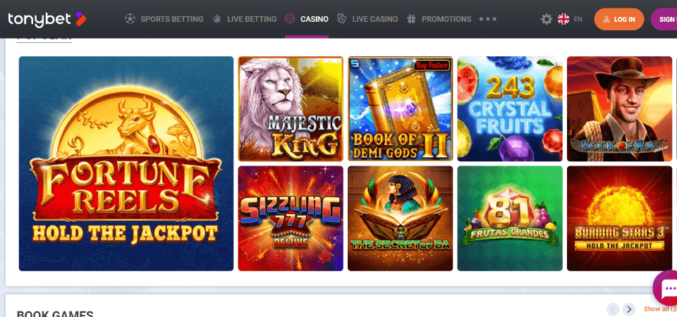 TonyBet casino slots