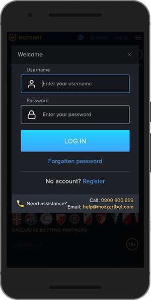 login form mozzart