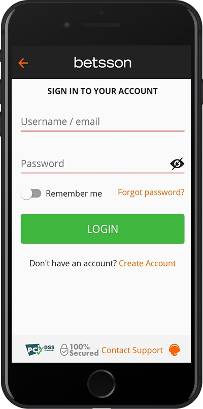Betsson login page