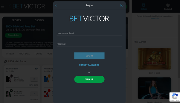 betvictor login page