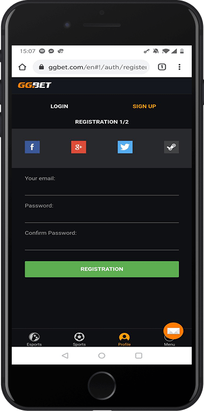 ggbet registration step 2