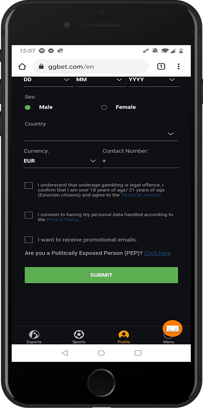 ggbet registration step 4