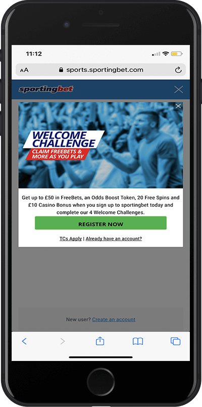 sportingbet register now page