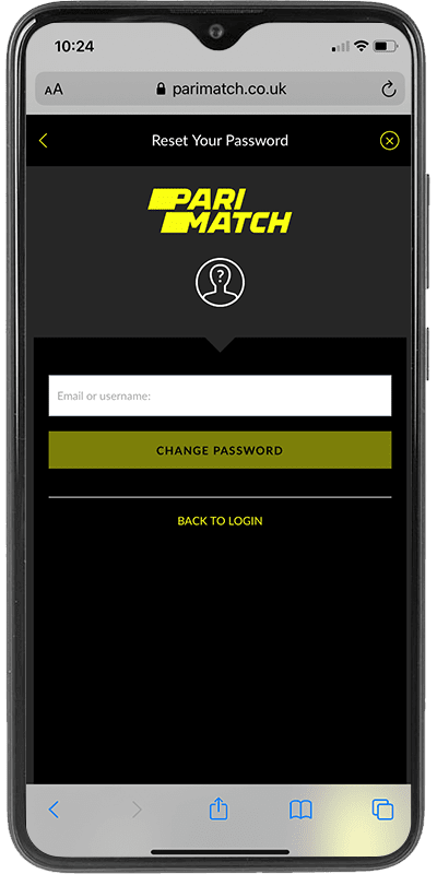 parimatch registration name forgot password screen