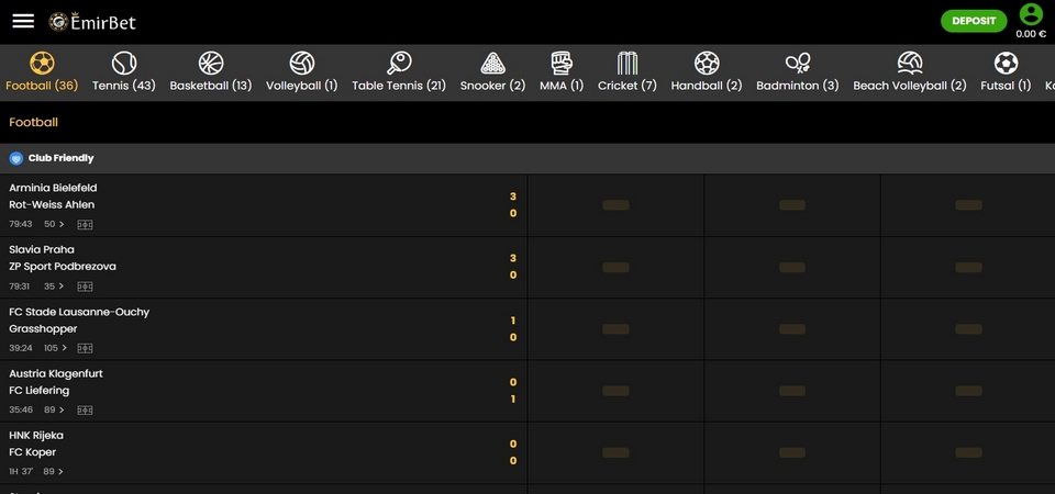 EmirBet live betting