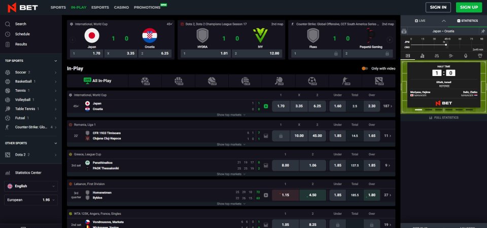 N1Bet LIVE betting