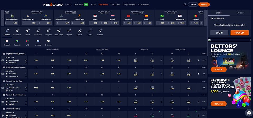 Ninecasino Review LIVE Betting