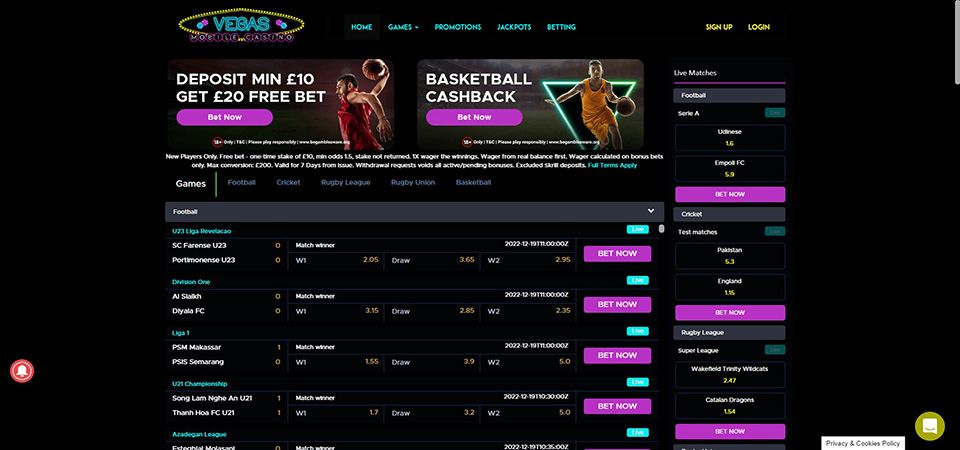 Vegas Mobile Sport LIVE betting